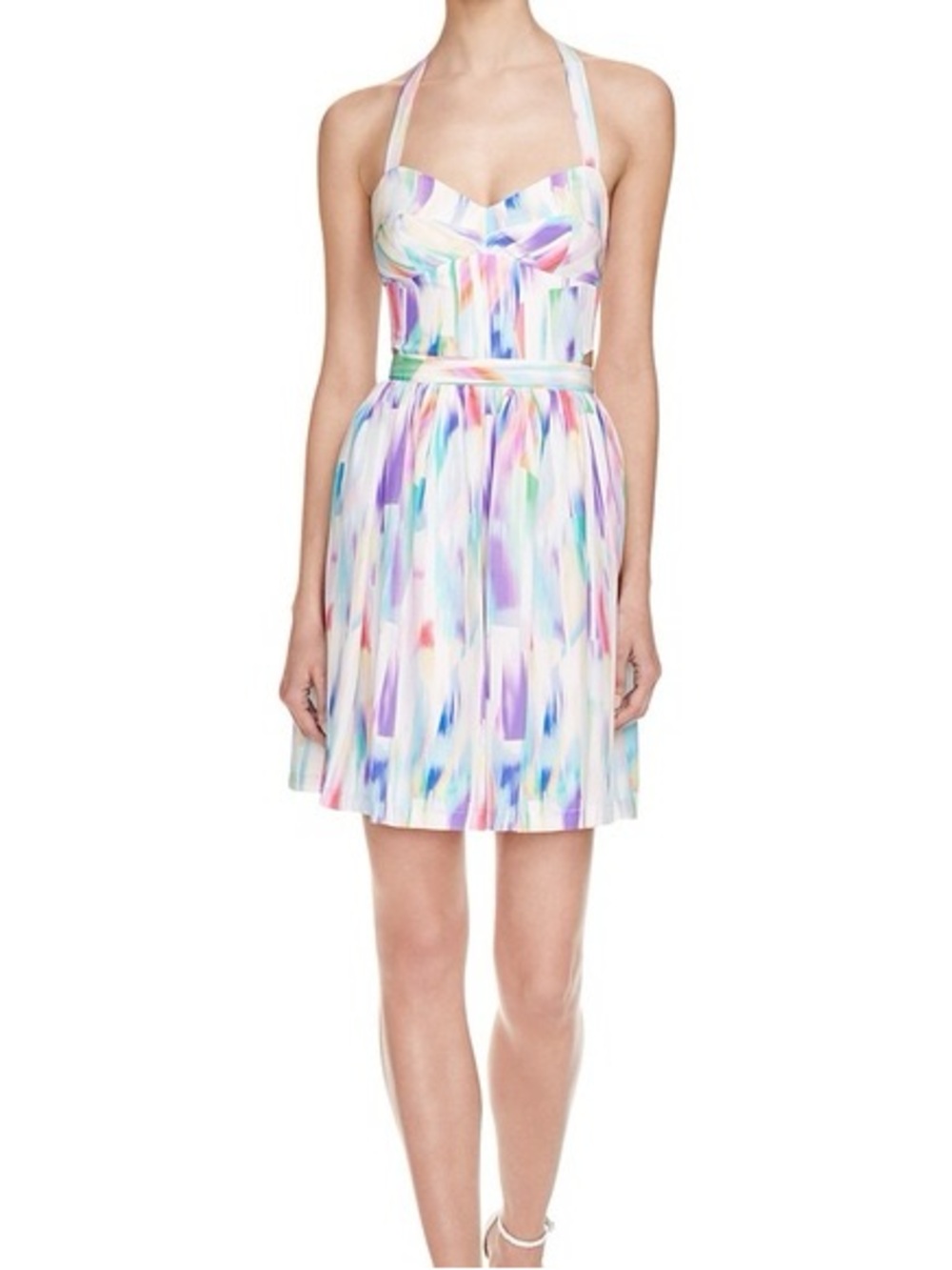 Amanda Uprichard Multicolor Karlie Silk Halter Mini Dress Size Medium